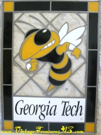 Image for Georgia Tech Yellow Jackets (Bumble Bee) Stained Glass Window Sun Catching Panel Hanging Wall Picture Display <b><span style='color:red'> *****PRIORITY MAIL SHIPPING INCLUDED – DOMESTIC ORDERS ONLY!***** </span></b><span style='color:purple'>
